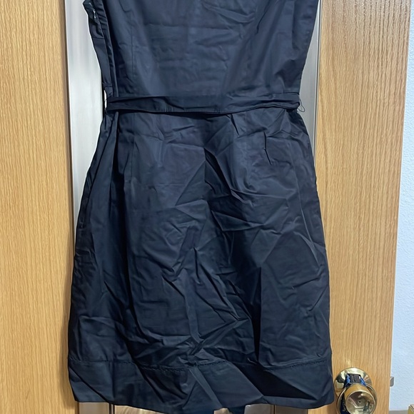 Ann Taylor Loft Petites black V neck dress with pleated collar size 10P cotton - Picture 9 of 14